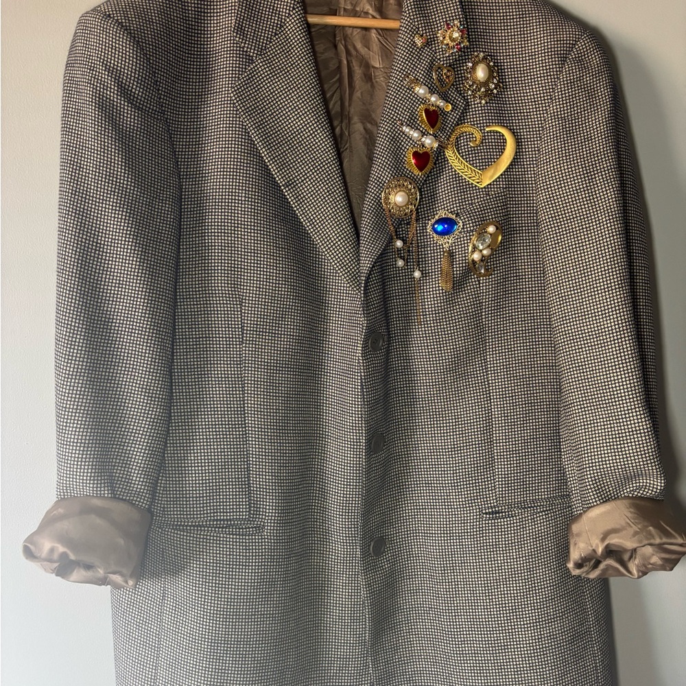 Vintage 90s Mohair Blend Oversized BlazerSilk Wool Mohair Mix Size XL - Picture 2 of 7